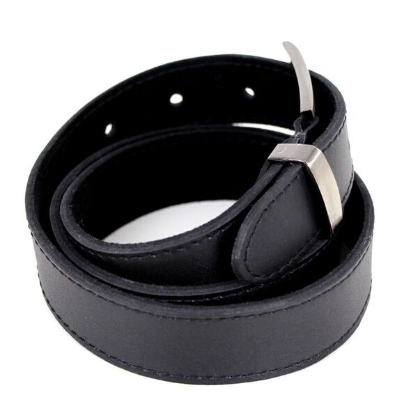 BLACK GENUINE LEATHER 1 1/8"Wd STITCHED CASUAL DRESS MEN'S BELT Sz 36-38 (*31 - Picture 5 of 11